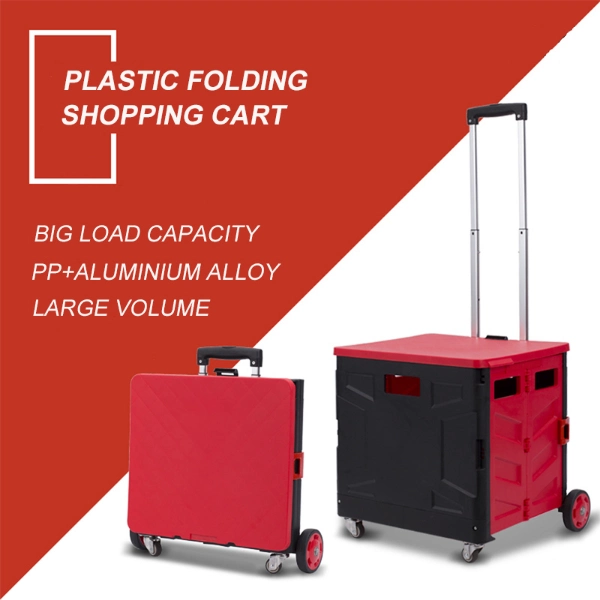 Home-Use Foldable Shopping Collapsible Trolley Plastic Cart