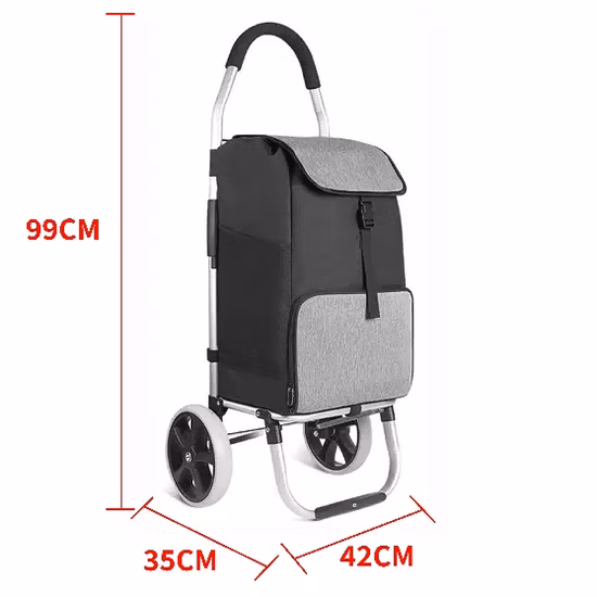 Factory Durable Two Wheeled Aluminum Alloy Foldable Shopping Trolley for Home Use