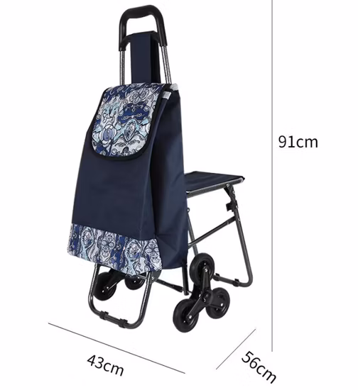China Factory Folding Shopping Pull Cart Foldable Market Trolley Bag with Seat